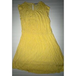 Free Assembly Womens Yellow Polka Dot Sleeveless Mini Dress Elastic Waist L